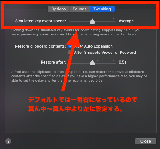 toggle tweaking speed